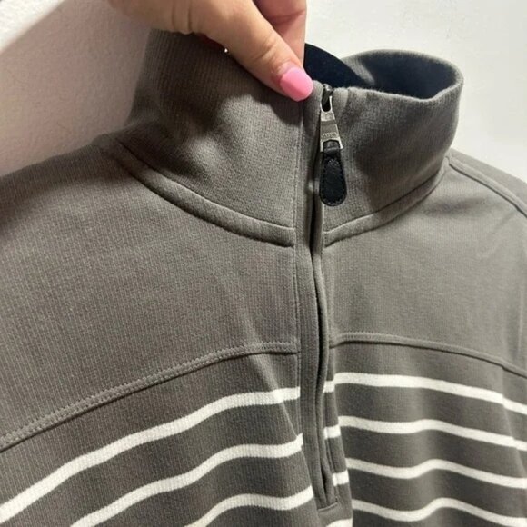 Banana Republic , size L, men’s pull over 1/4 zip, grey and white stripe - Picture 6 of 7